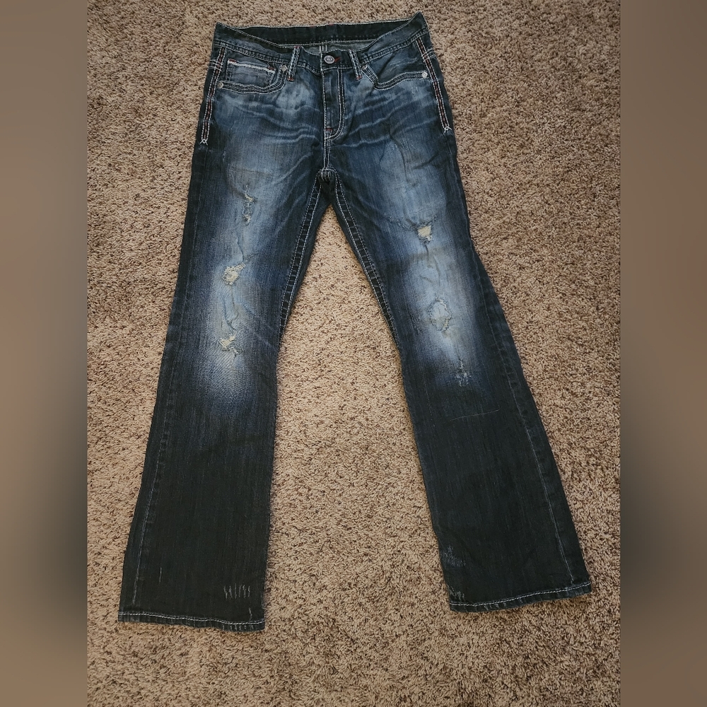 BKE Men's Bootcut Jeans - Dark Blue